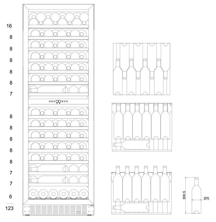 mQuvee Ugradbeni hladnjak za vino WCD187SH