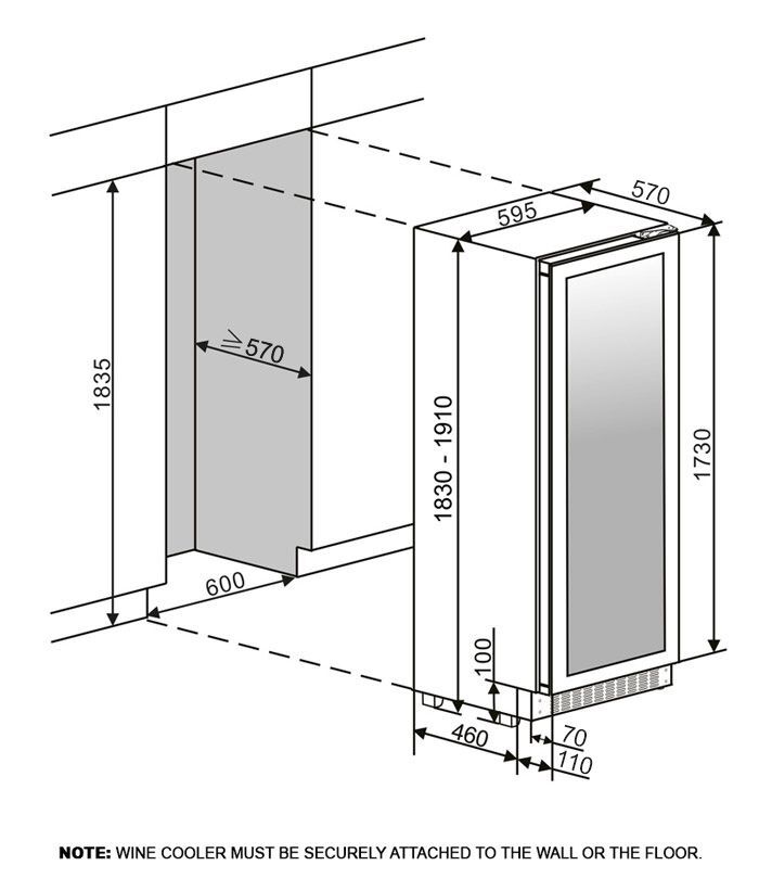 mQuvee Ugradbeni hladnjak za vino WCD187SH