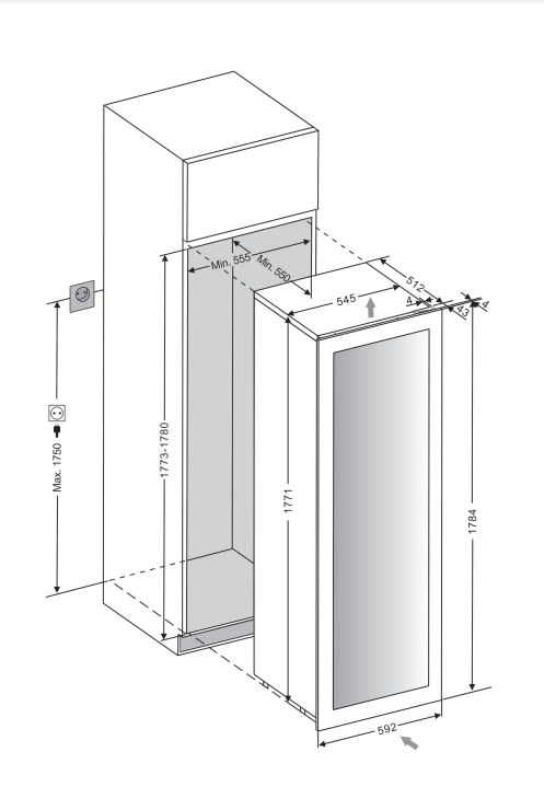 mQuvee Ugradbeni hladnjak za vino WineKeeper WK112D Push-Pull
