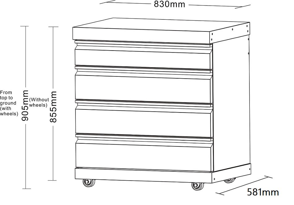 Crni inox modul ladica 10995 - 83 cm