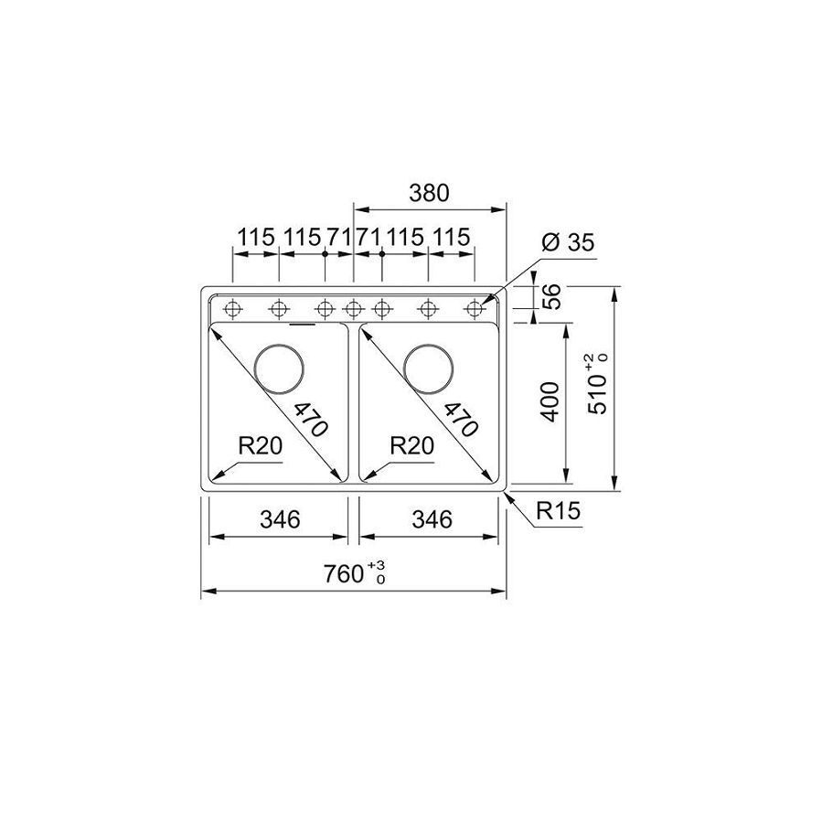 Sudoper Franke Maris 2.0 MRG 620-35-35 TL Black Collection