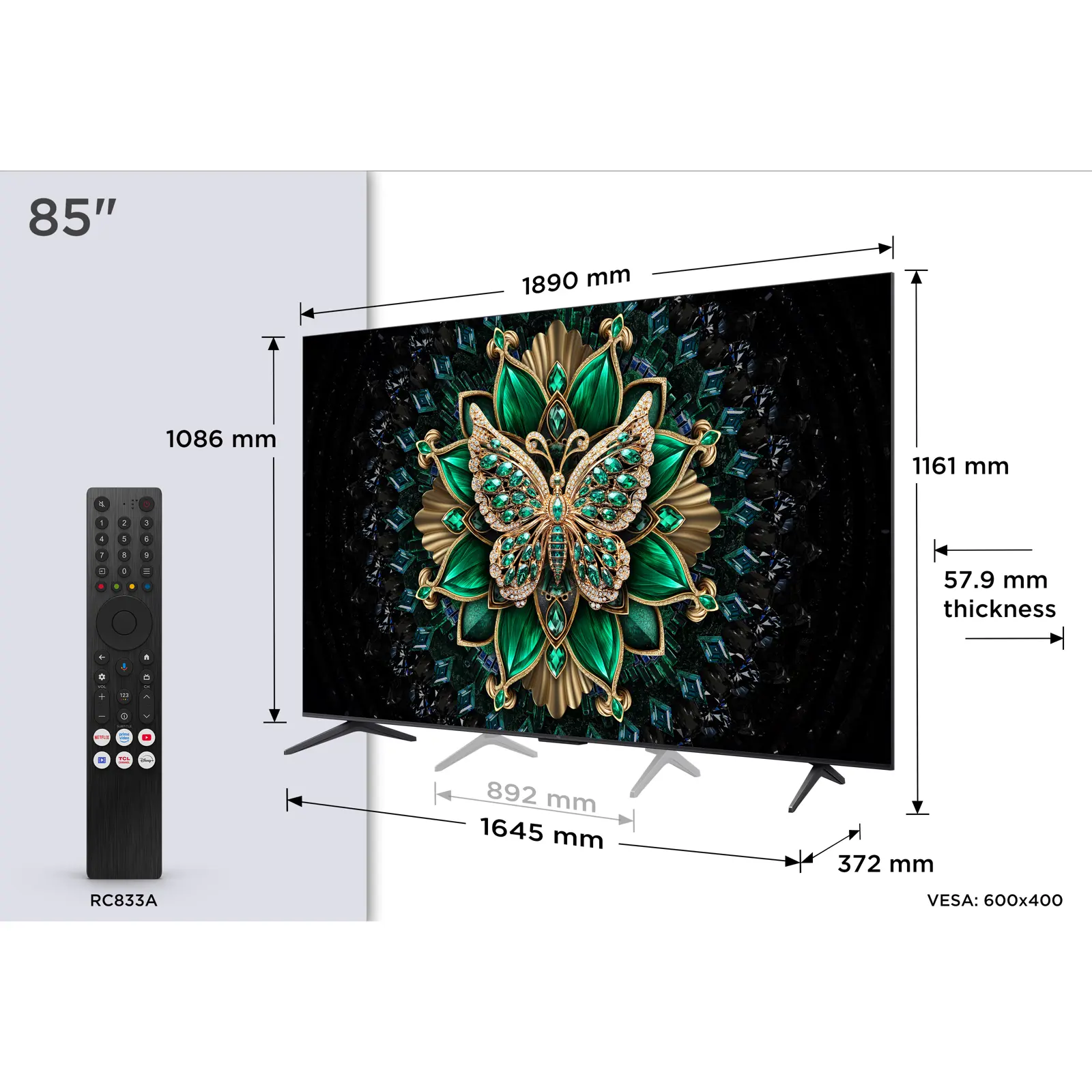 TCL 85'' MINI LED TV 85C6K Google TV