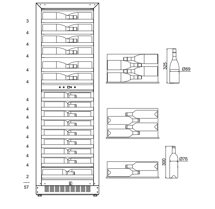 mQuvee Ugradbeni hladnjak za vino Slim 182D Push-Pull